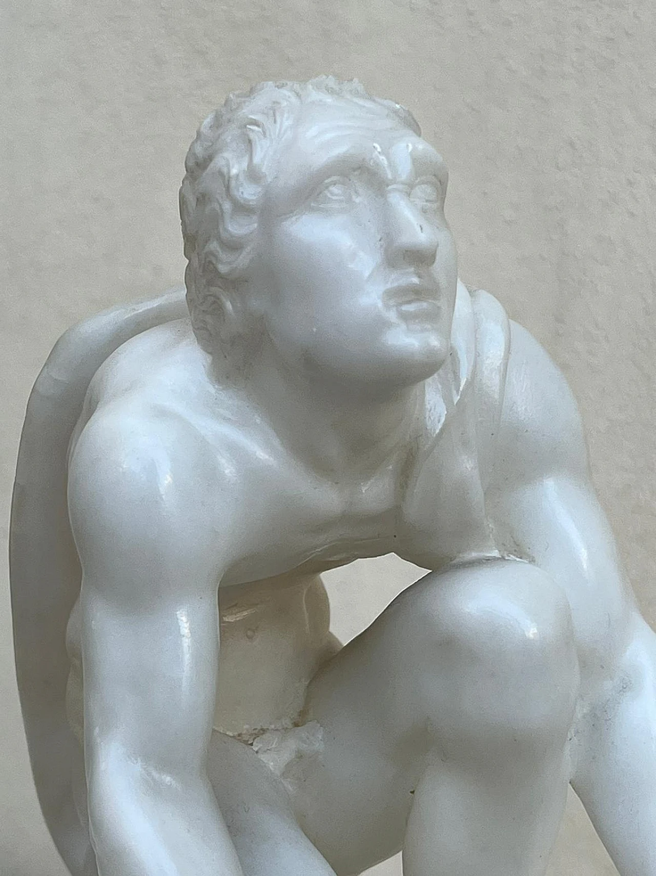 David against Goliath, alabaster sculpture, 19th century 8