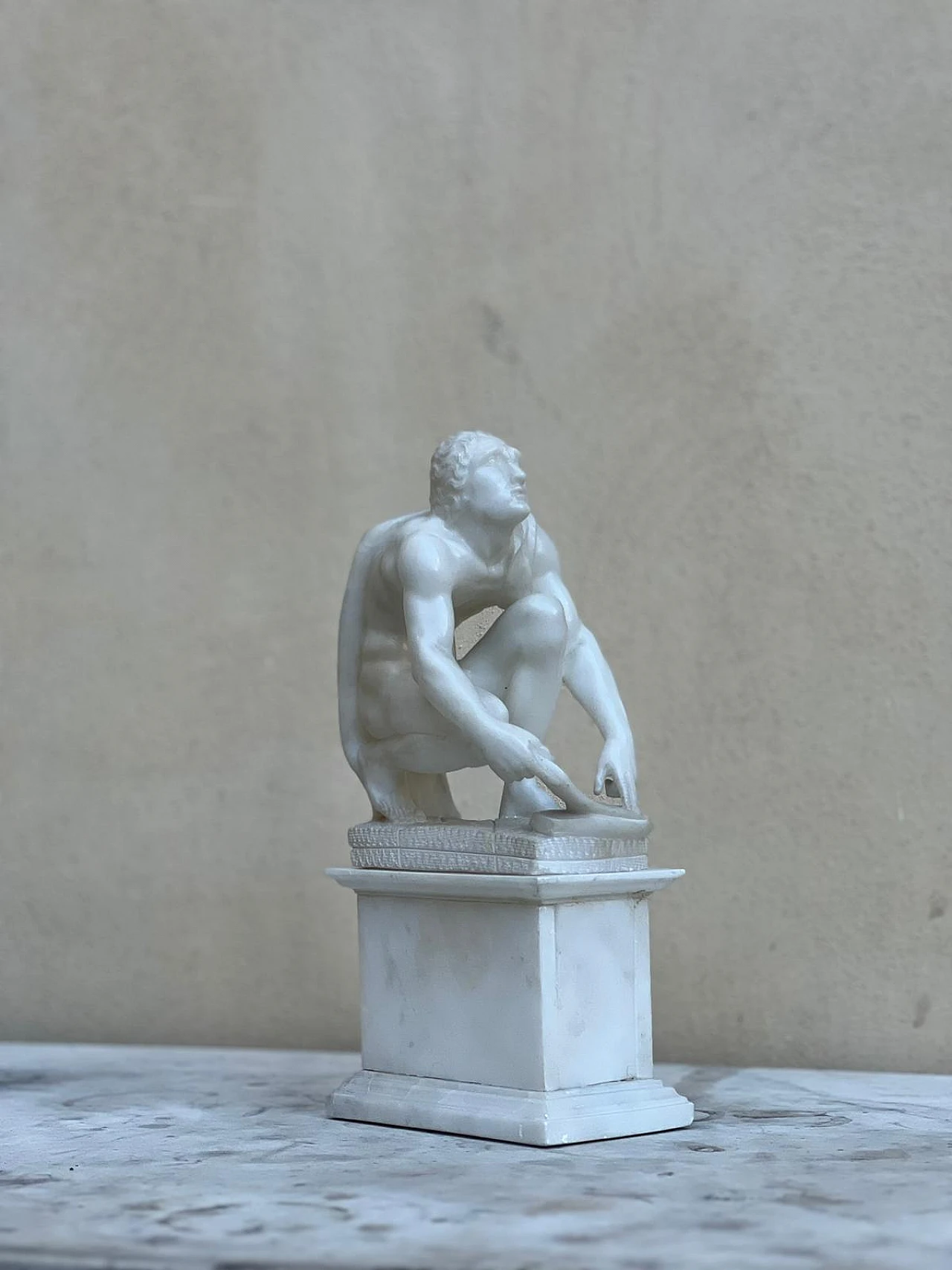 David against Goliath, alabaster sculpture, 19th century 12