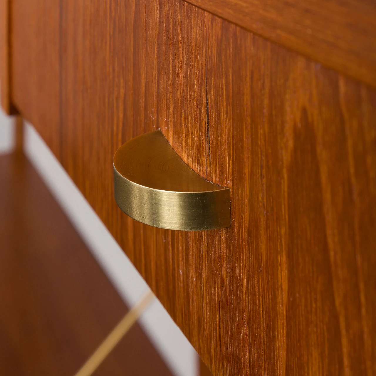 Teak and brass hanging bookcase in the style of Cadovius, 1960s 12