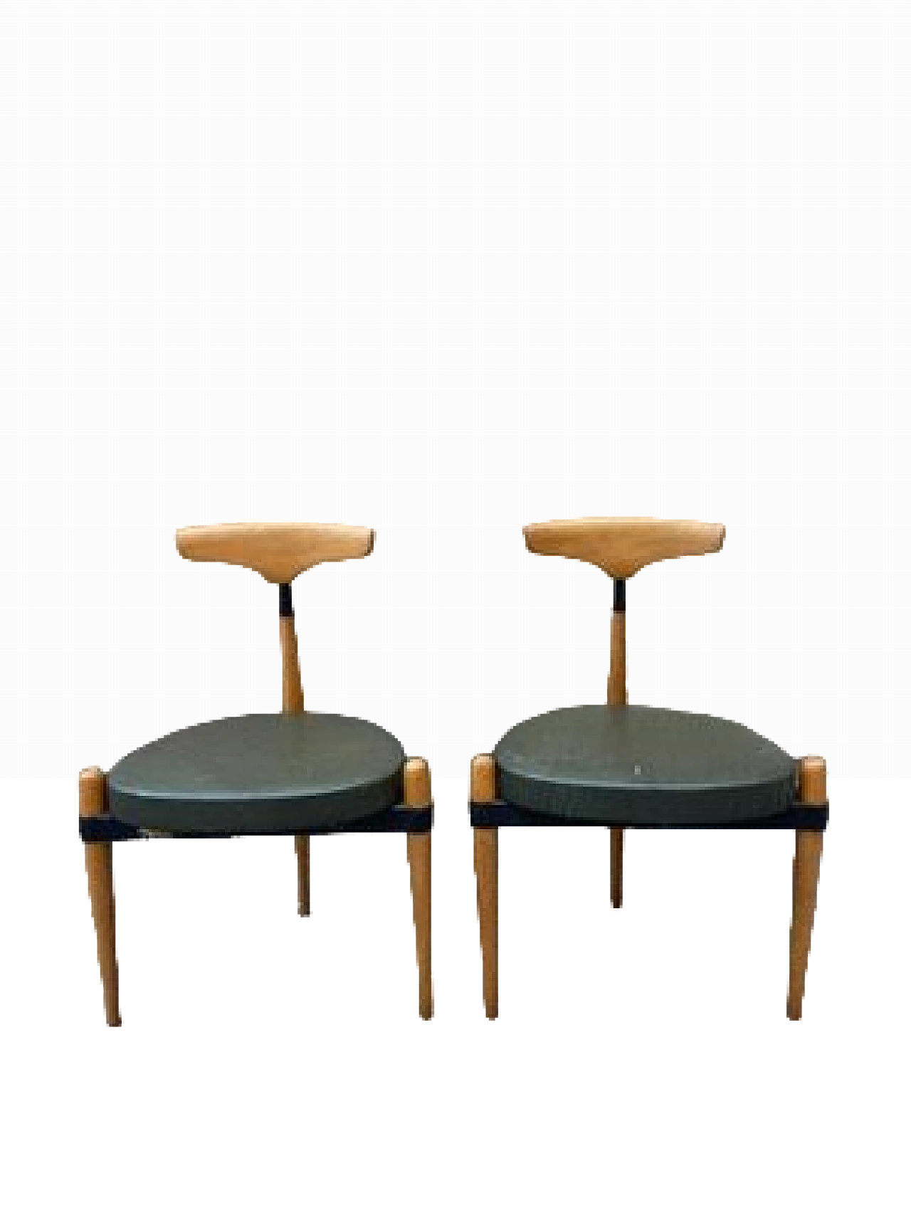 Pair of beech and iron chairs, 1950s 6