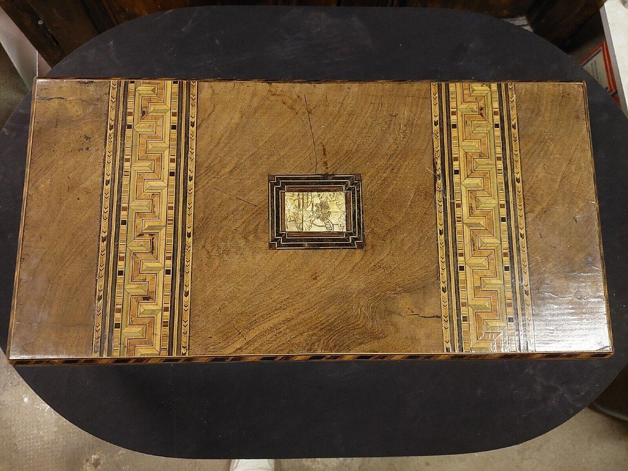 French inlaid walnut writing desk box, 19th century 4