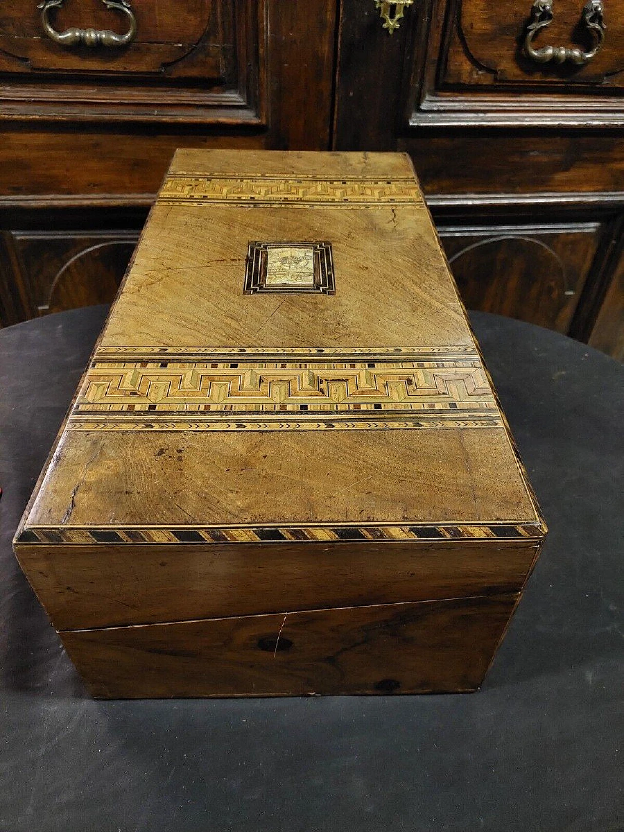 French inlaid walnut writing desk box, 19th century 5