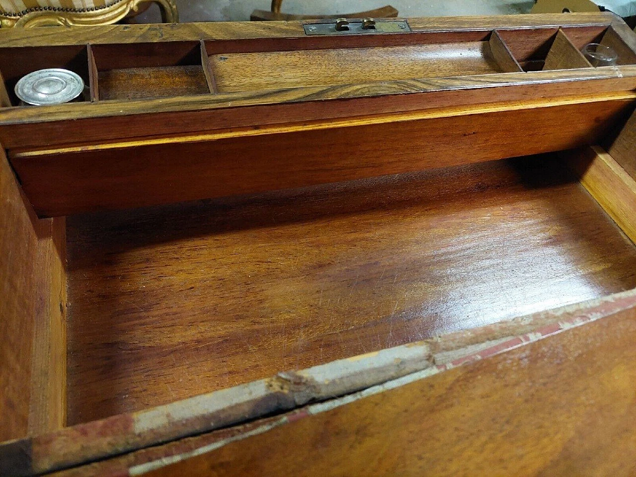 French inlaid walnut writing desk box, 19th century 8