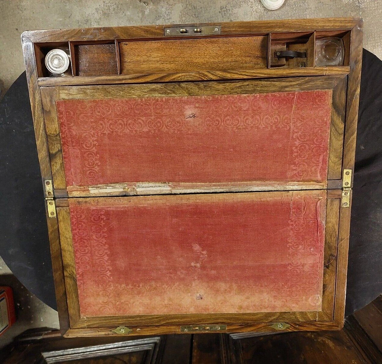 French inlaid walnut writing desk box, 19th century 11