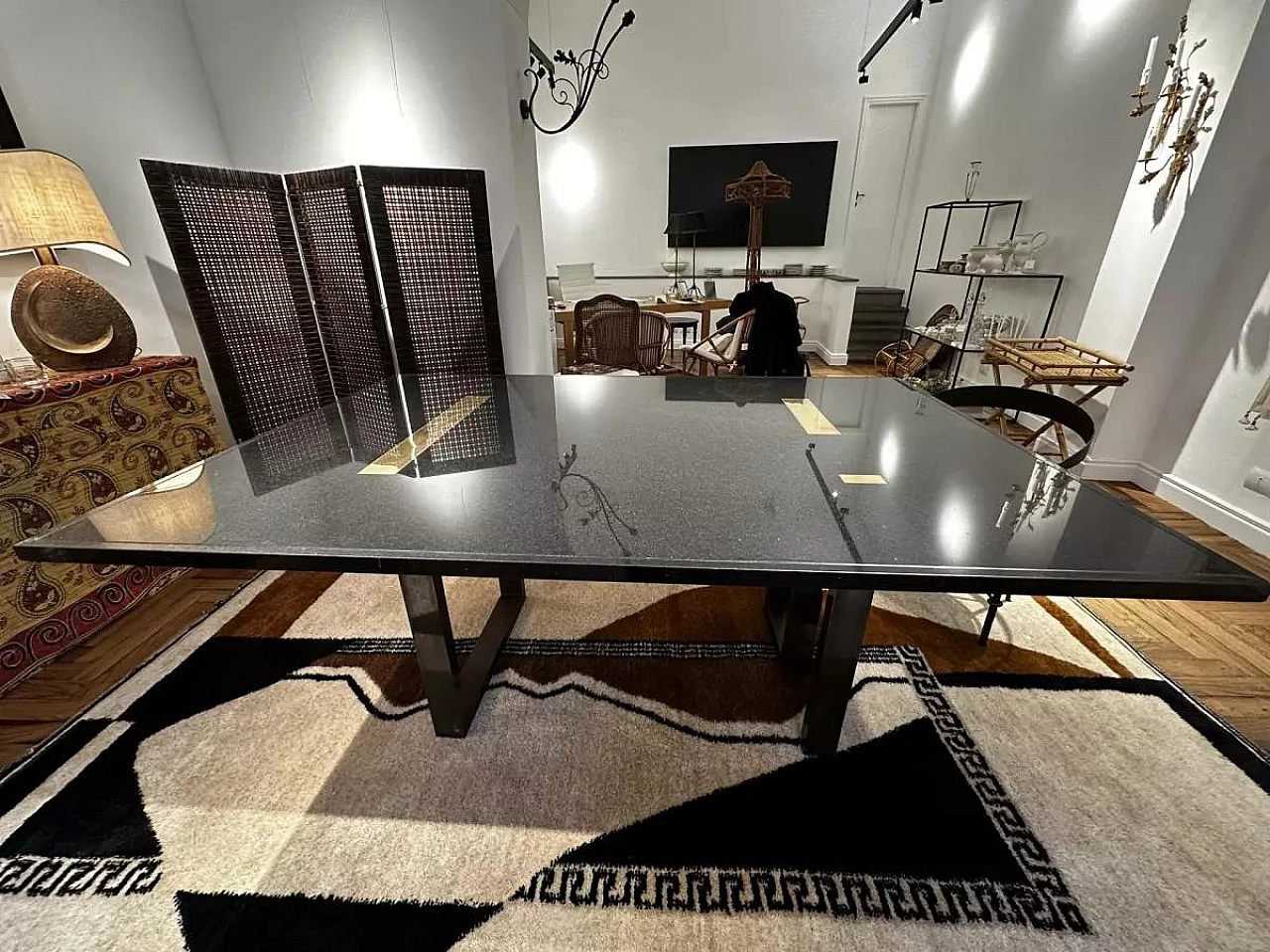 Table with black granite top and brass base by Burchiellaro, 1960s 2