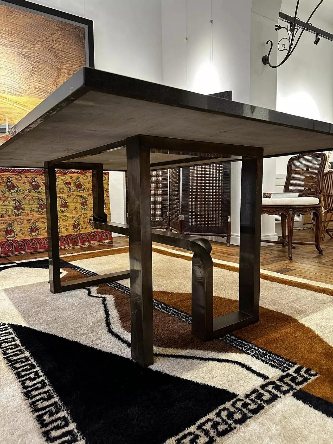 Table with black granite top and brass base by Burchiellaro, 1960s 4