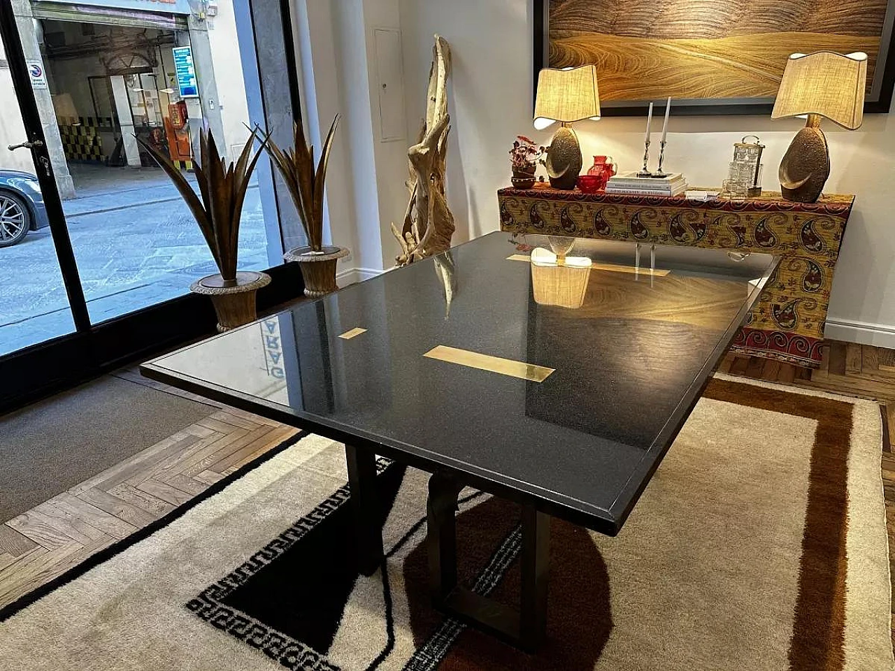 Table with black granite top and brass base by Burchiellaro, 1960s 6