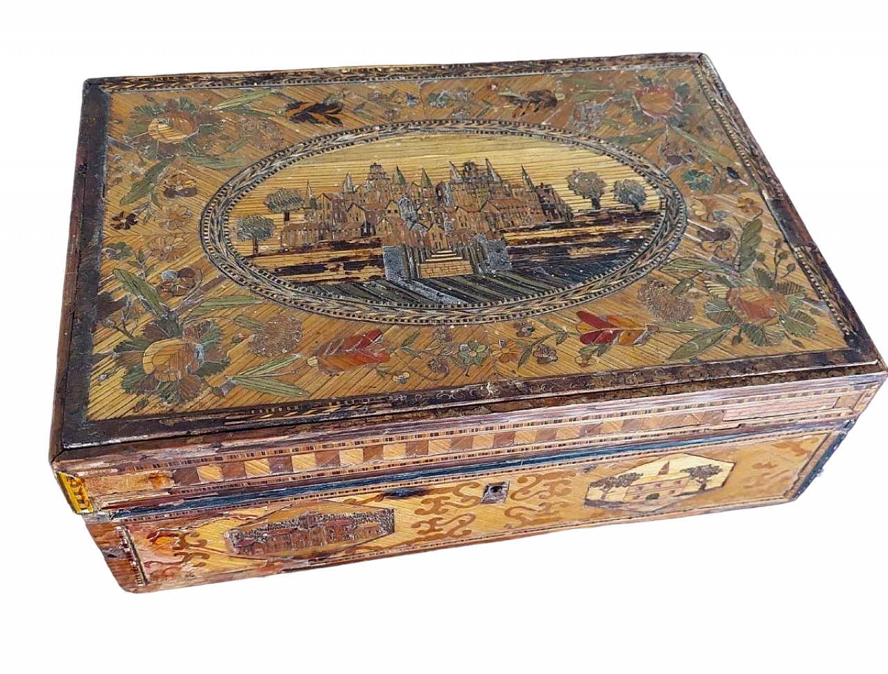 Straw box with inlays, first half of the 19th century 2