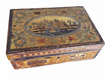 Straw box with inlays, first half of the 19th century