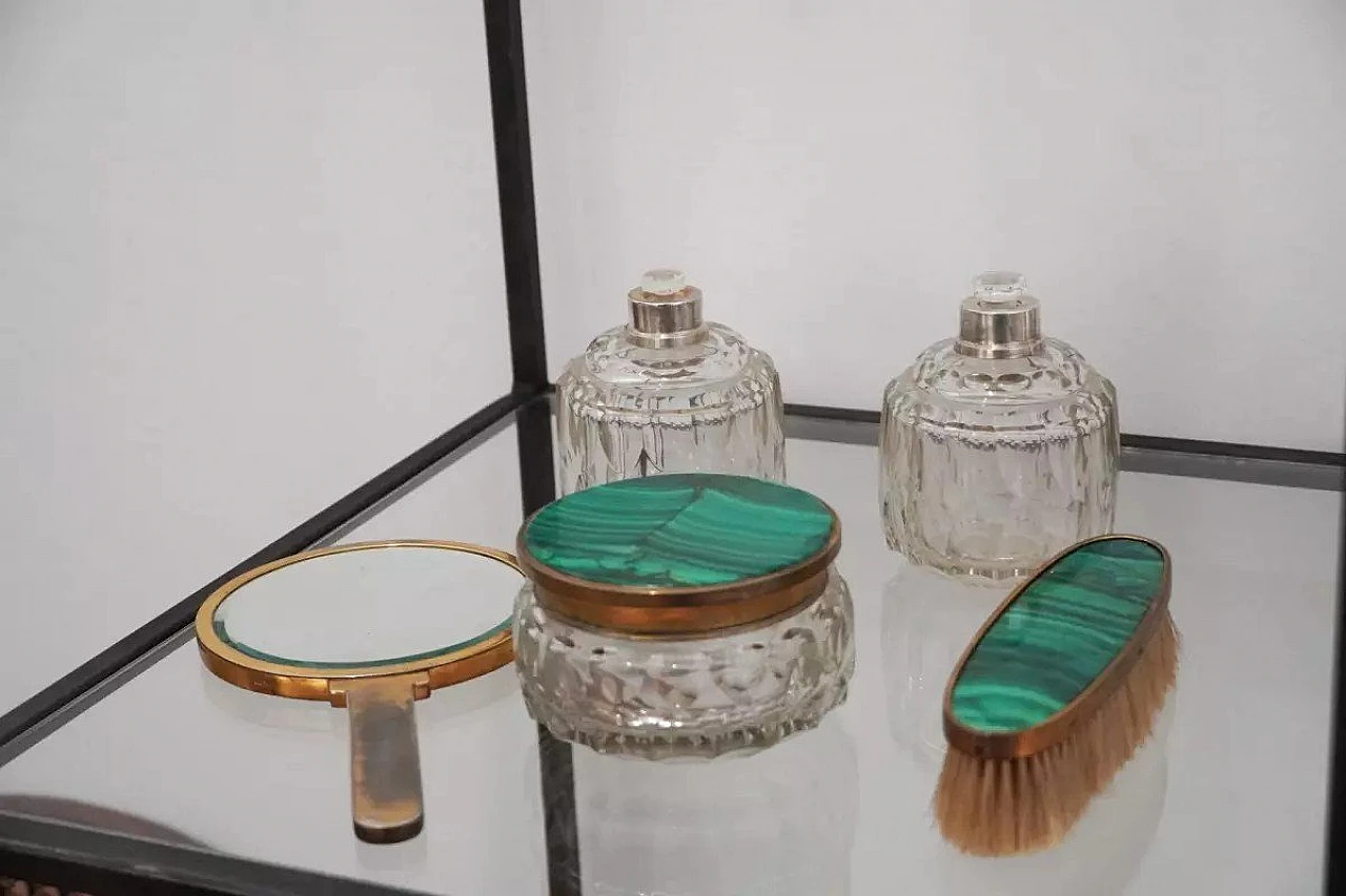 5 Toiletries in malachite, cut crystal and silver vermeil, 1920s 2