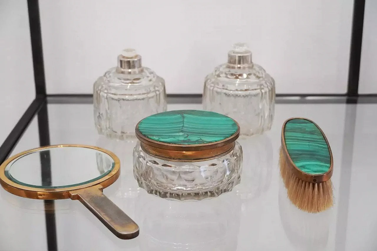 5 Toiletries in malachite, cut crystal and silver vermeil, 1920s 3