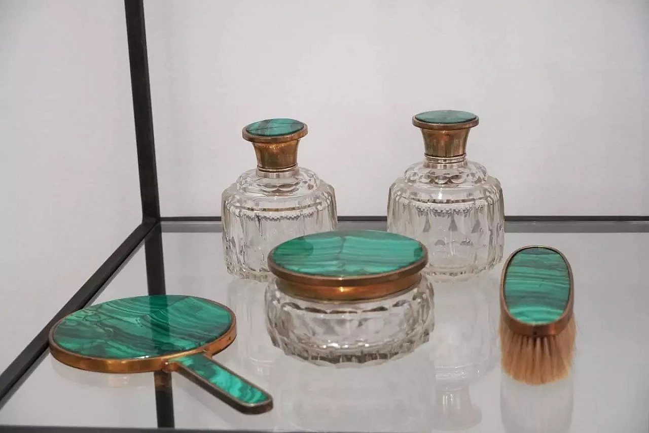 5 Toiletries in malachite, cut crystal and silver vermeil, 1920s 4