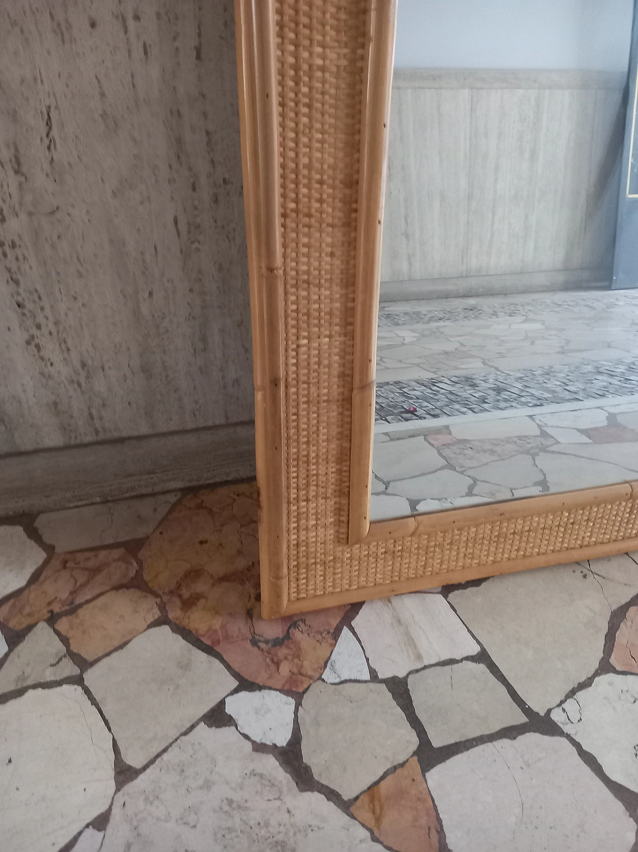 Mirror with wood and bamboo frame by Dal Vera, 1980s 2