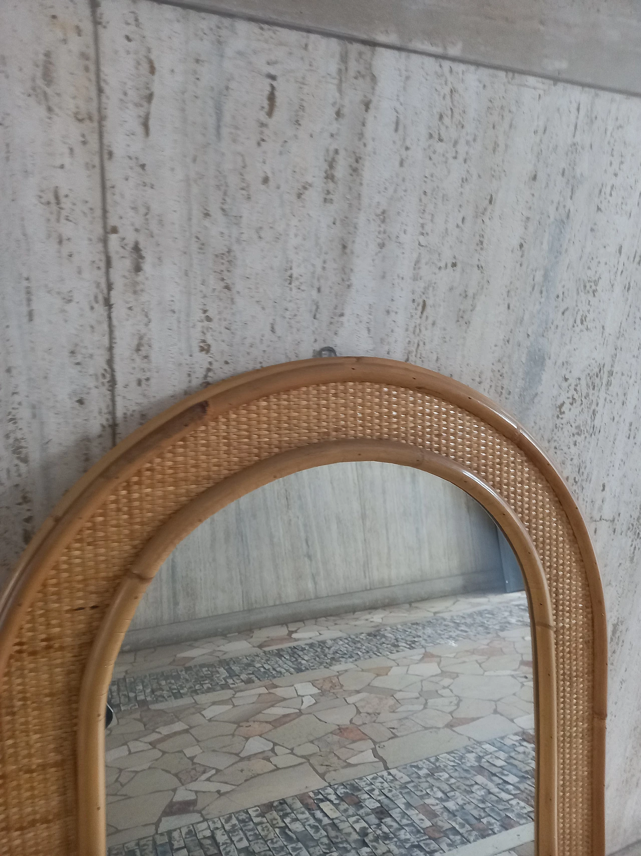 Mirror with wood and bamboo frame by Dal Vera, 1980s 3