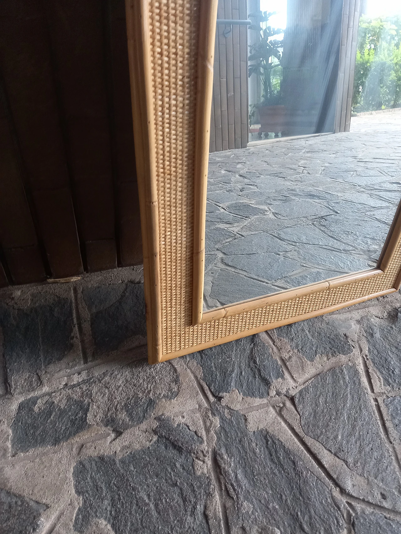 Mirror with wood and bamboo frame by Dal Vera, 1980s 6