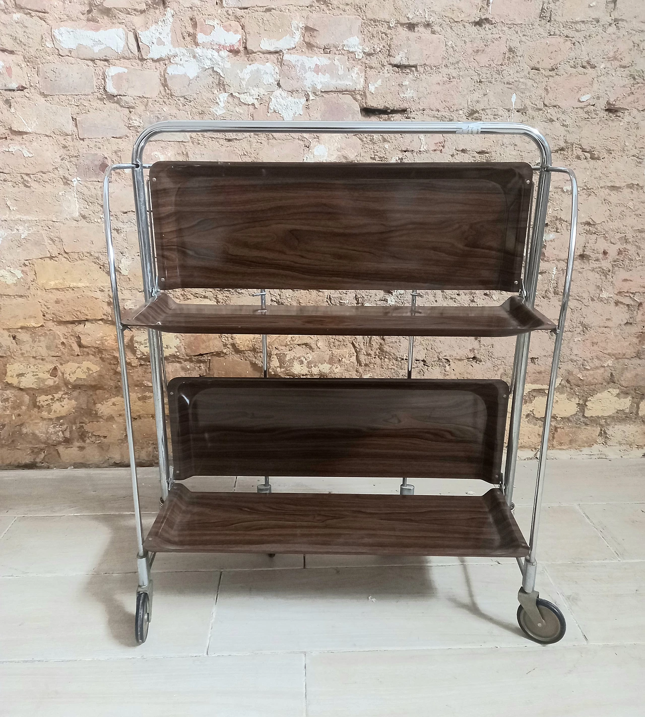 Gerlinol and steel foldable bar cart, 1970s 2