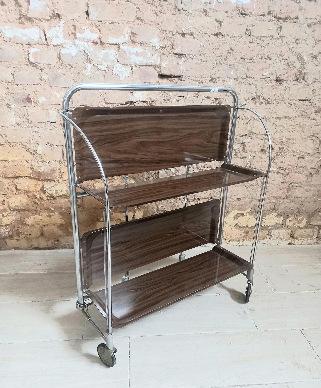 Gerlinol and steel foldable bar cart, 1970s 4