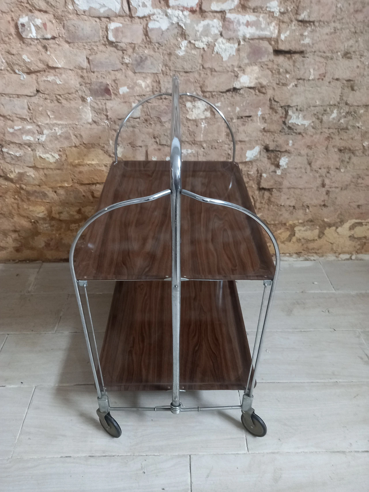 Gerlinol and steel foldable bar cart, 1970s 6