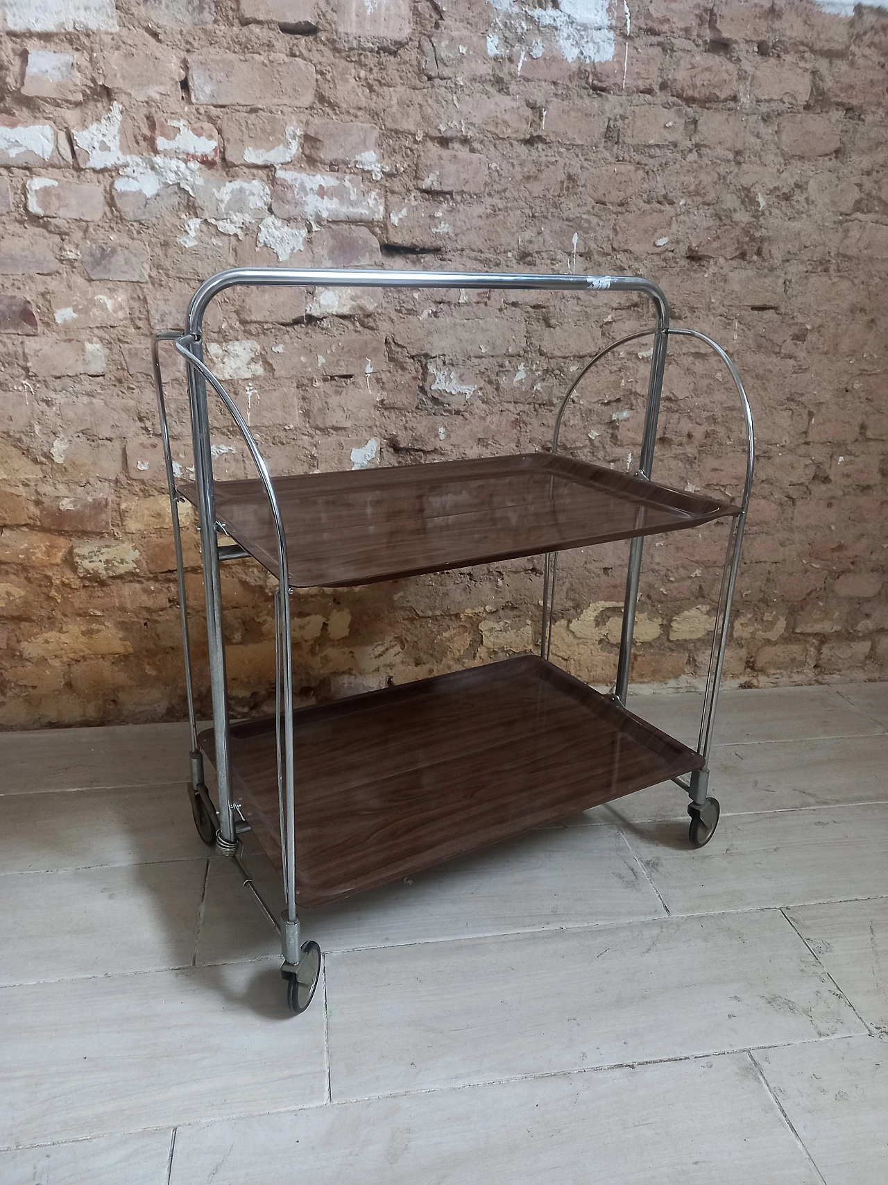 Gerlinol and steel foldable bar cart, 1970s 7