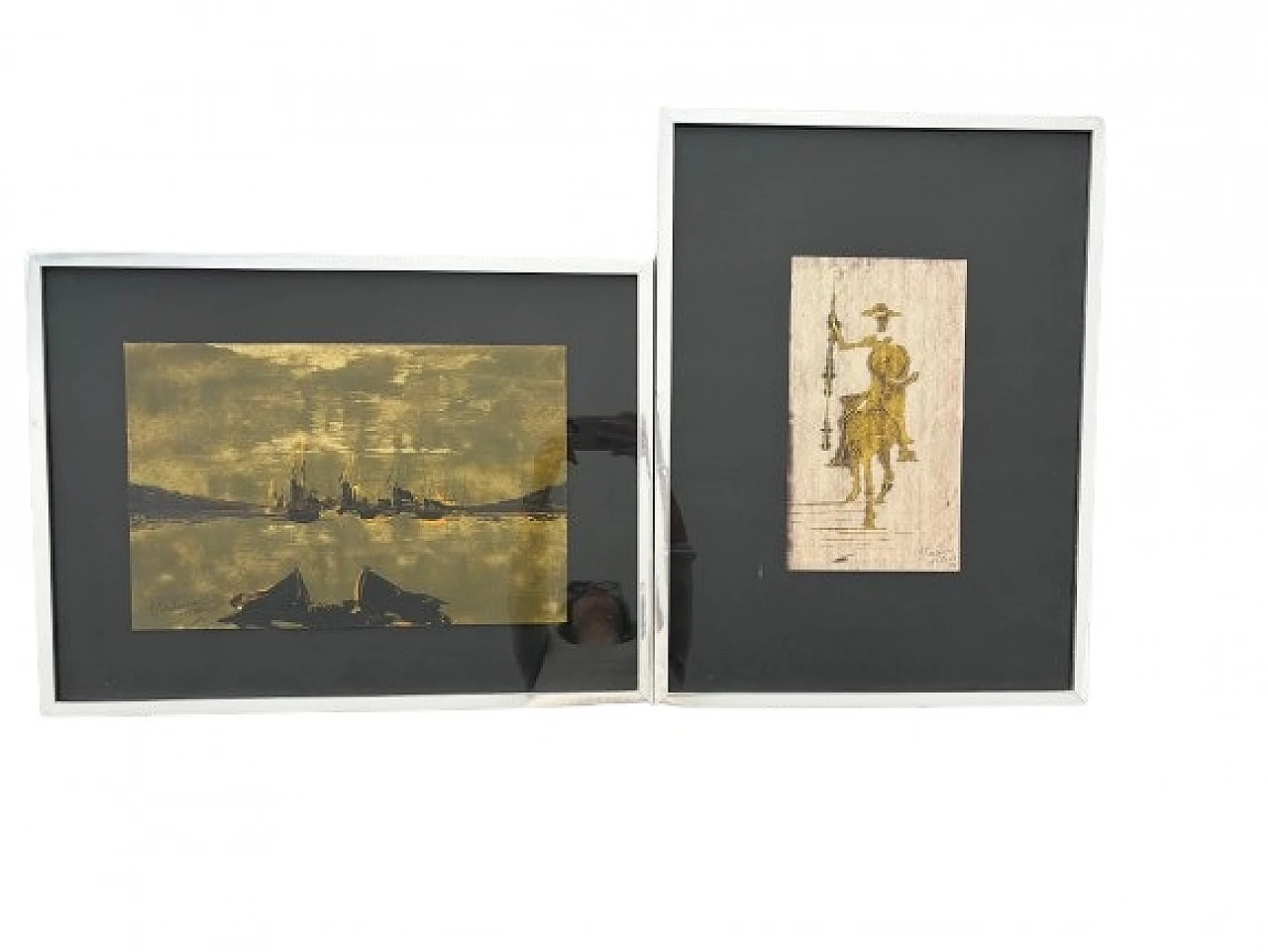 Stievano Vittorio, pair of paintings, Lagoon and Don Quixote 2