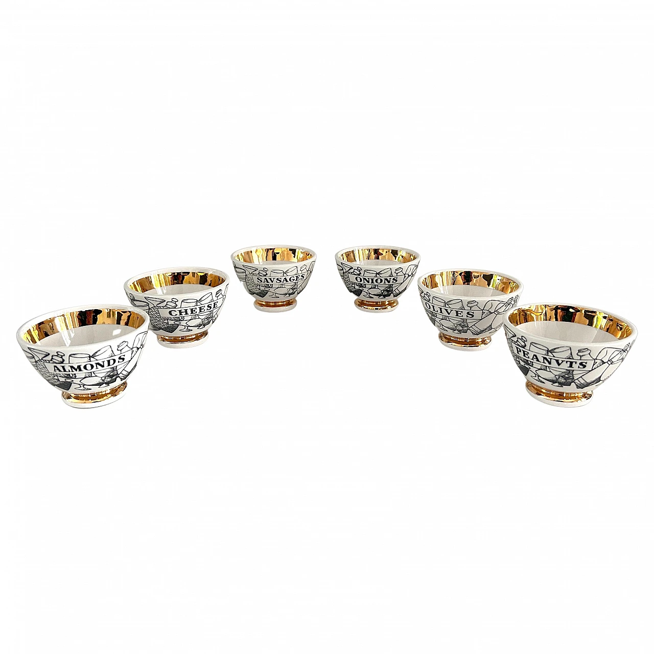 6 Bowls by Piero Fornasetti for Fornasetti Milano, 1970s 1