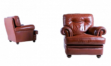 Pair of brown leather Dream armchairs by Poltrona Frau, 1980s