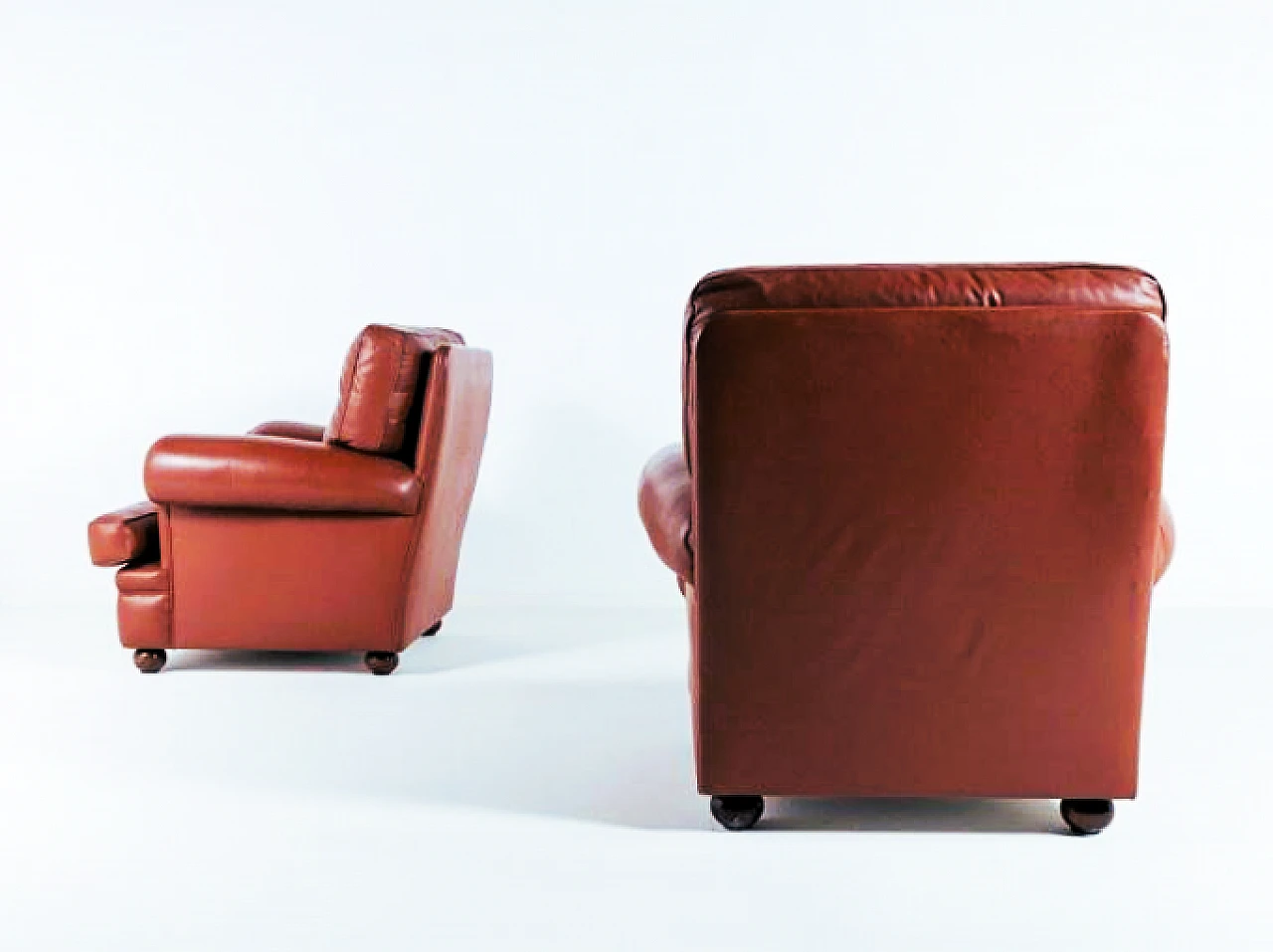 Pair of brown leather Dream armchairs by Poltrona Frau, 1980s 4