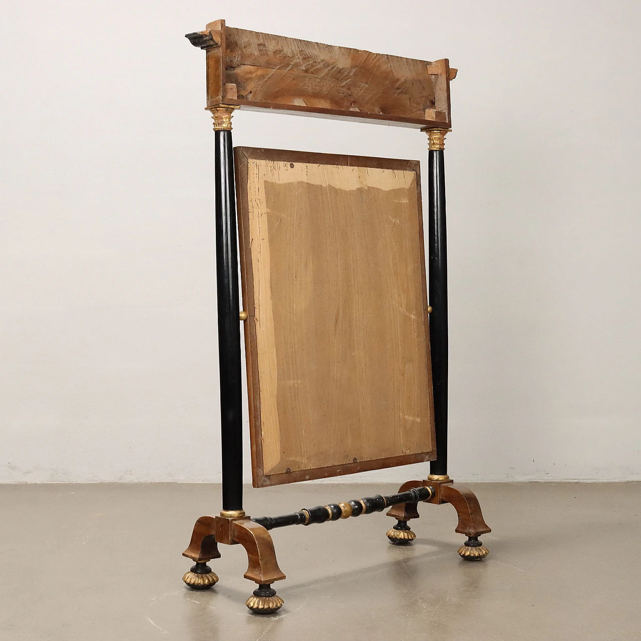 Cheval mirror with walnut frame & ebonized columns, 19th century 7