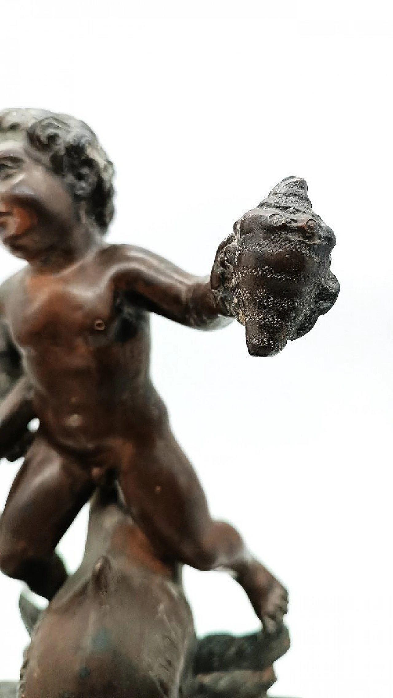 V. Cinque, putto with dolphin, bronze sculpture, late 19th century 8