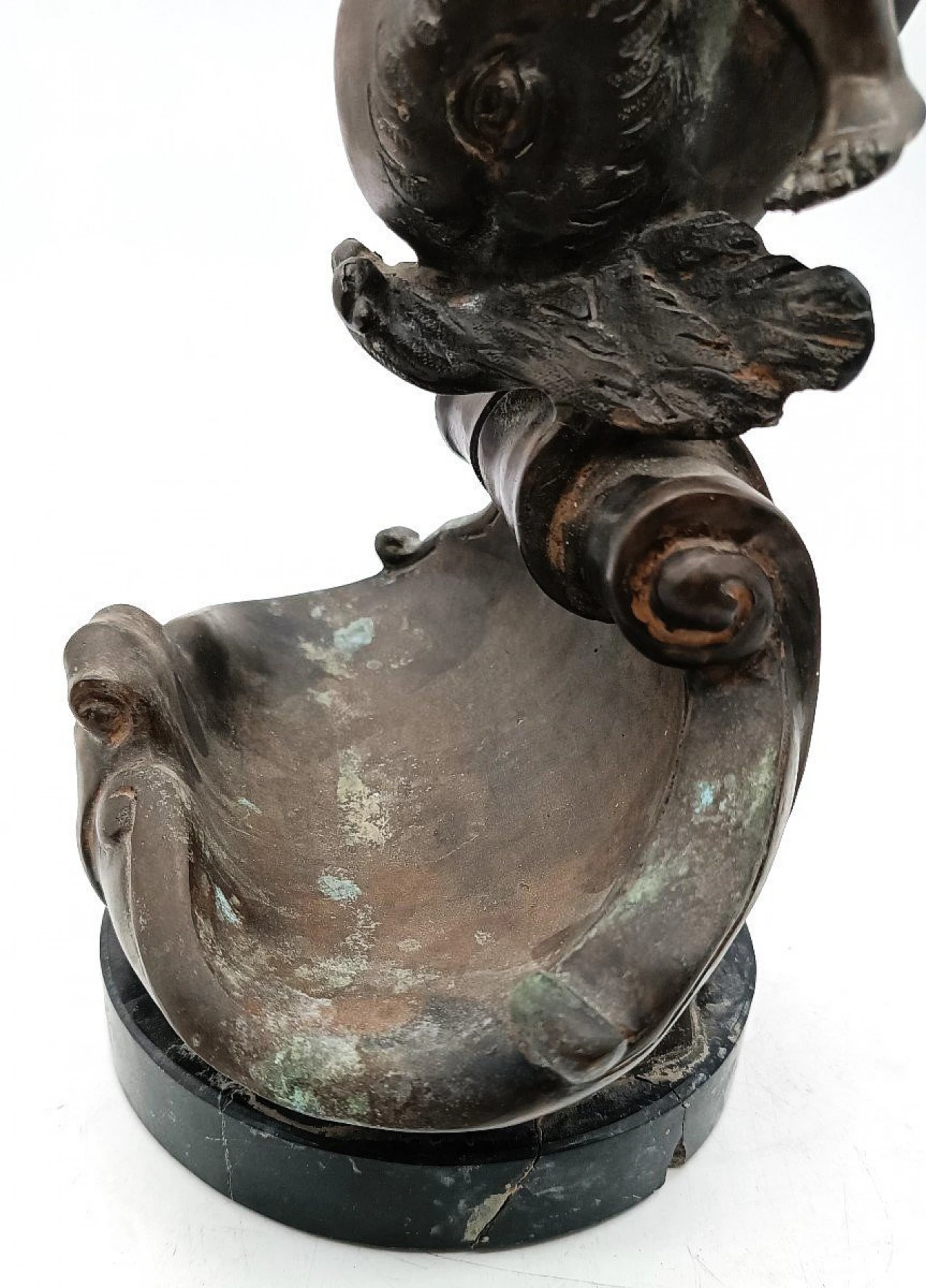 V. Cinque, putto with dolphin, bronze sculpture, late 19th century 10