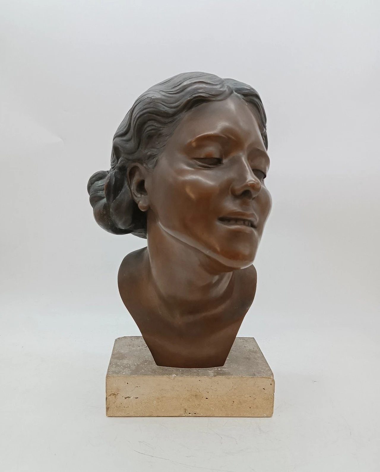 Attilio Torresini, female bust, bronze sculpture, 1920s 1