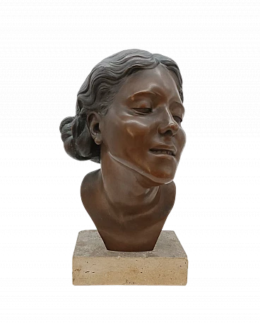 Attilio Torresini, female bust, bronze sculpture, 1920s