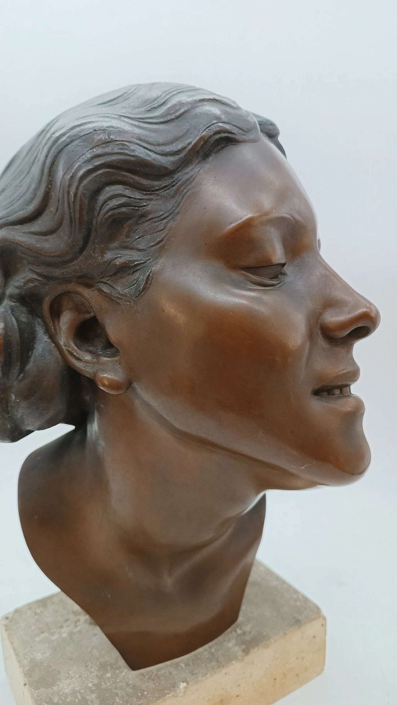 Attilio Torresini, female bust, bronze sculpture, 1920s 5