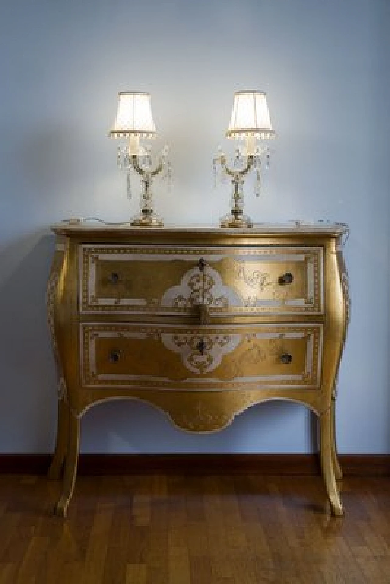 Pair of crystal Crybat-Jour with tulle lampshade, 1940s 5