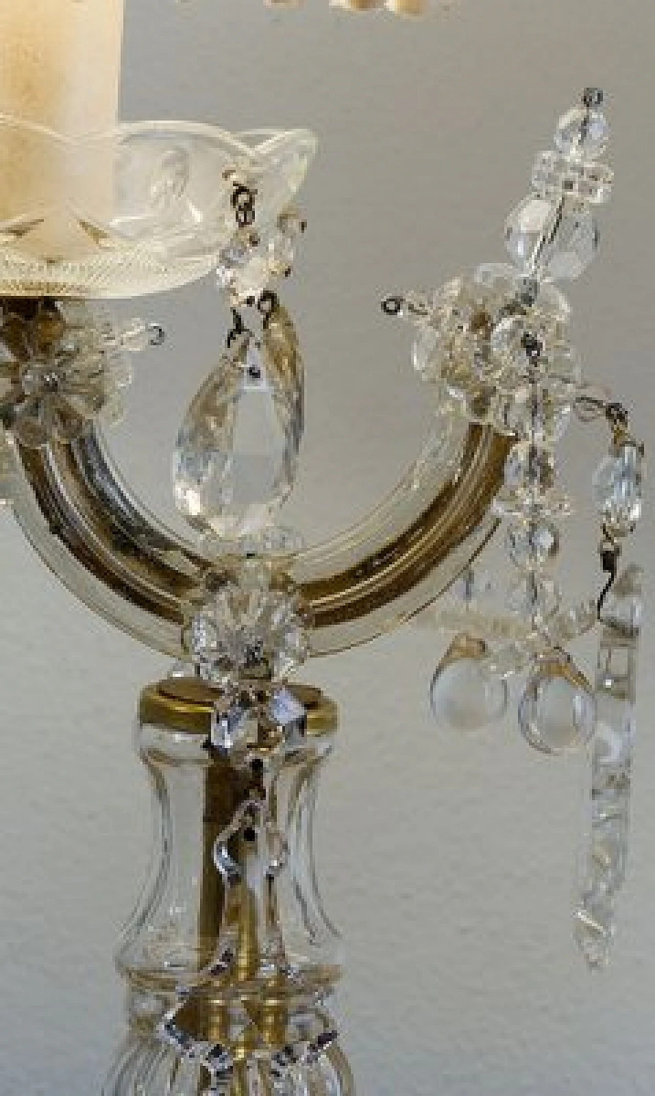 Pair of crystal Crybat-Jour with tulle lampshade, 1940s 11