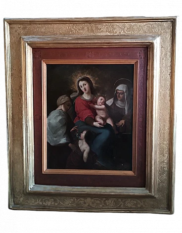 Madonna, Child and Saints, oil painting on copper, 17th century