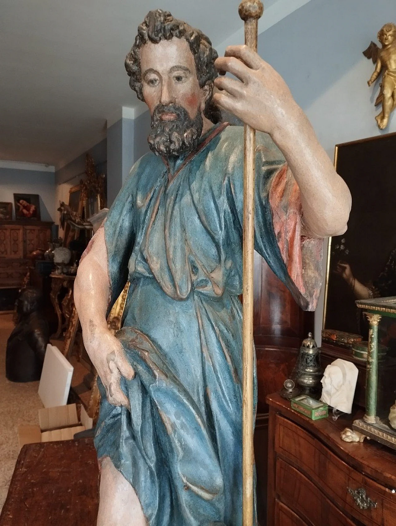 Saint Roch, polychrome wood sculpture, late 17th century 4