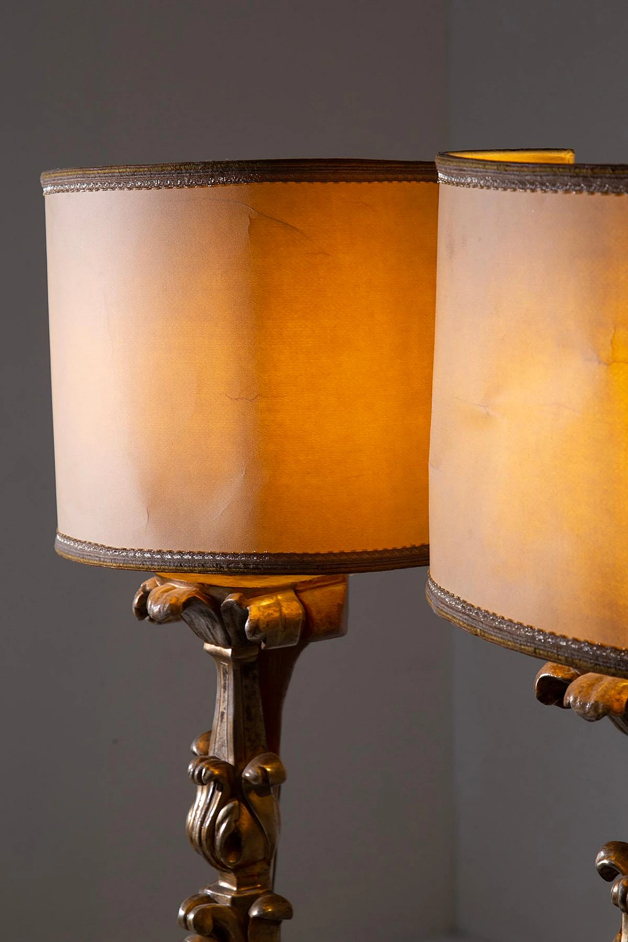 Pair of gilded wooden lamps by Pietro Cipriani, 19th century 5