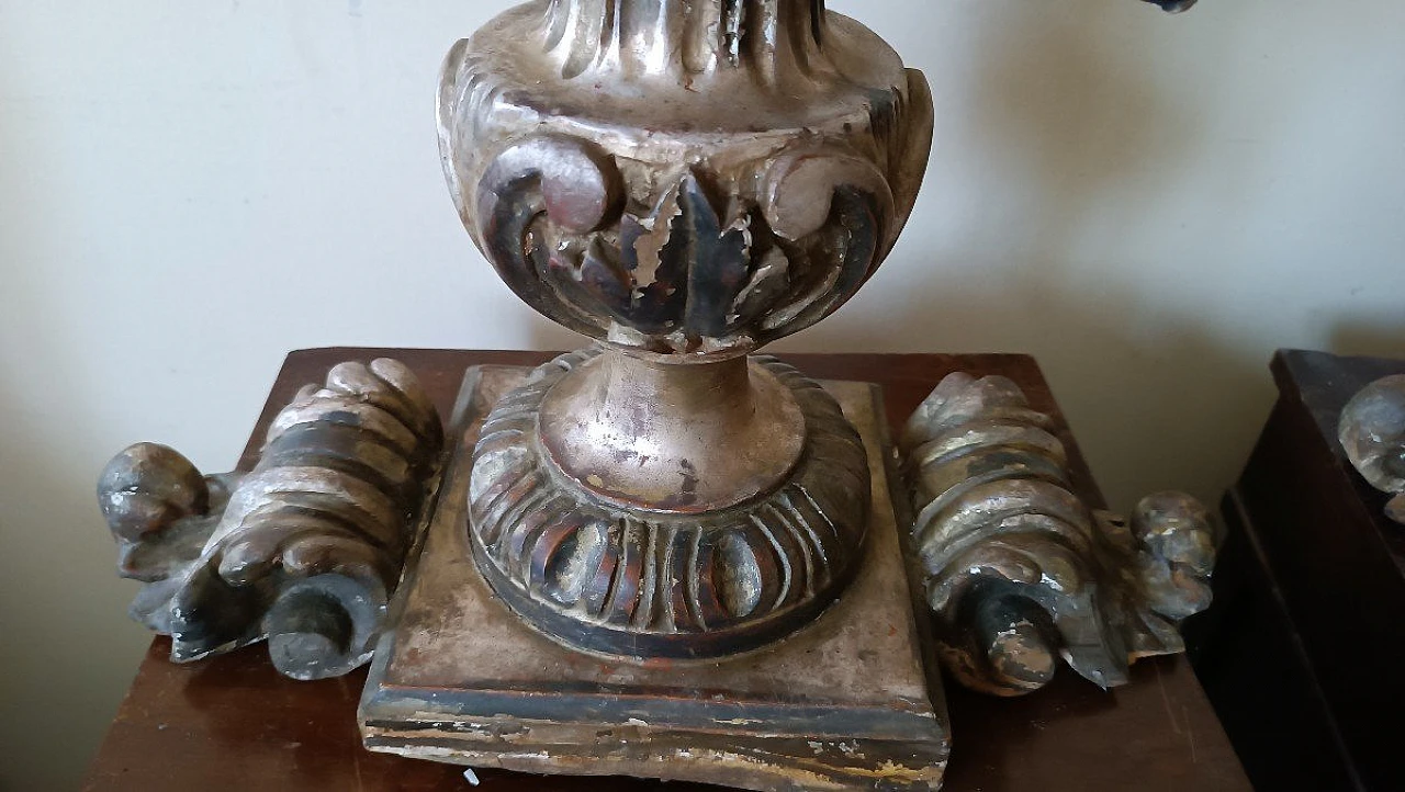 Pair of silver wood palm holder candlesticks, 18th century 7