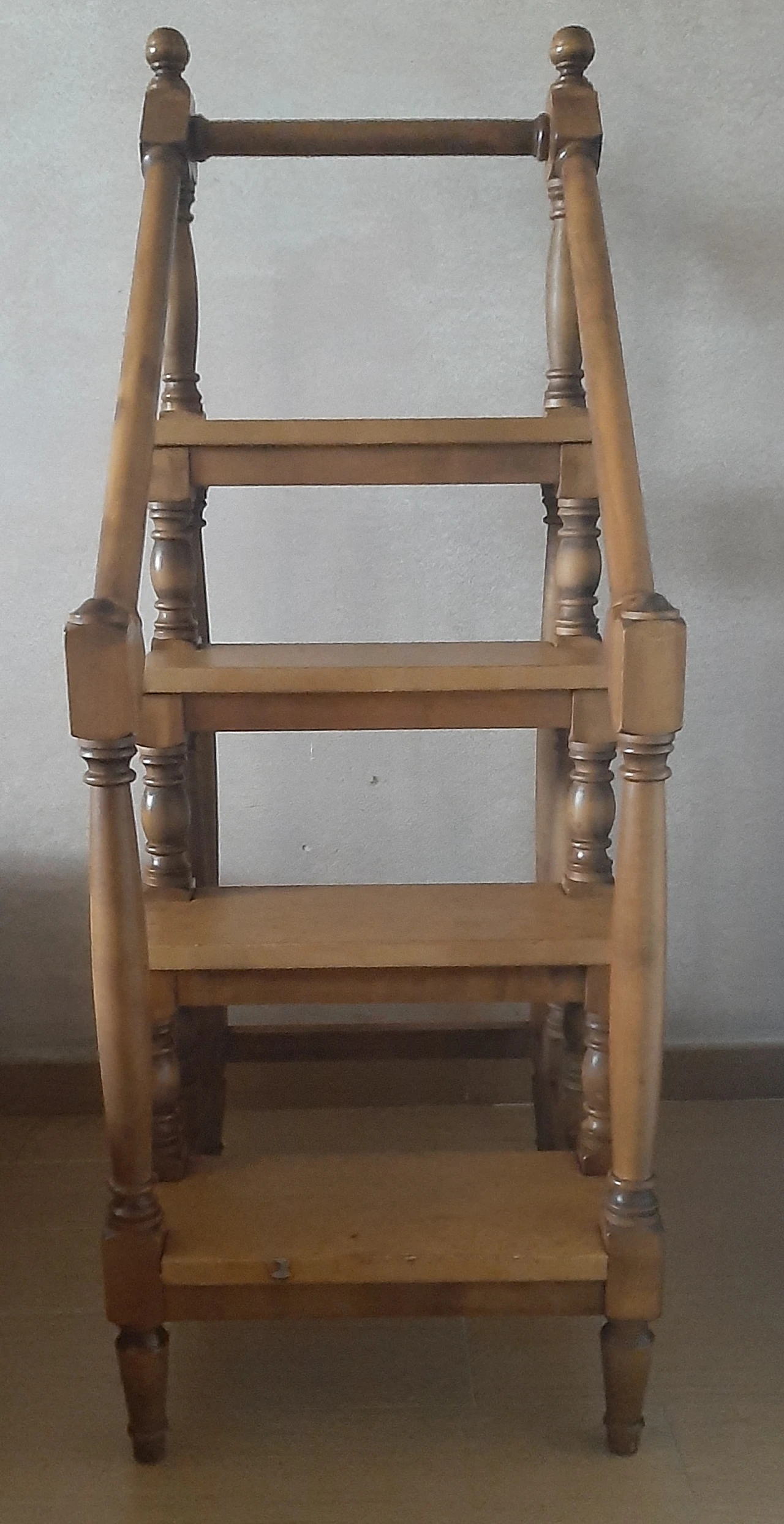 Library ladder in oak and skai, 1960s 2