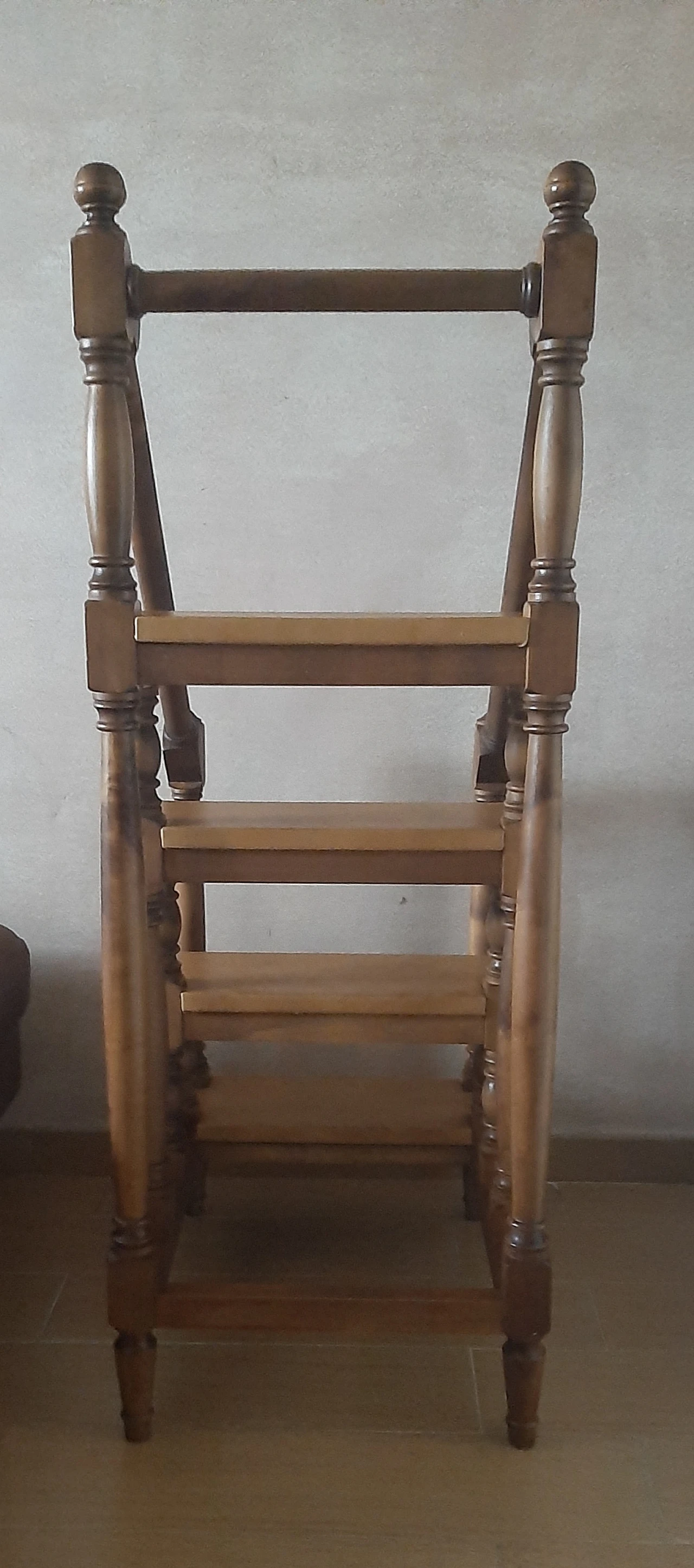 Library ladder in oak and skai, 1960s 5