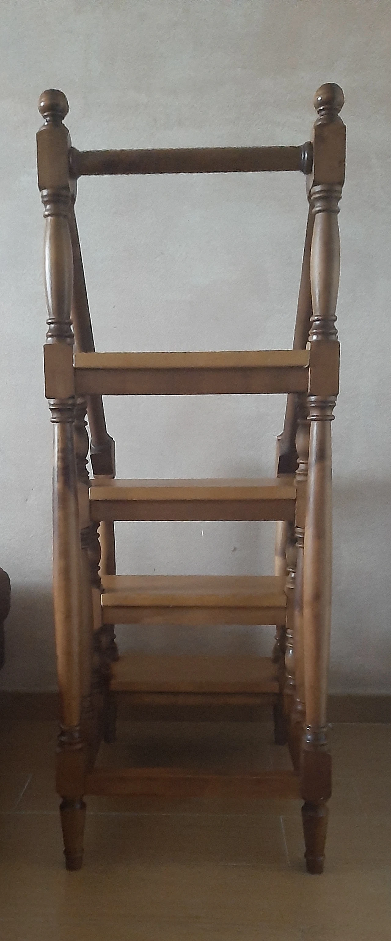 Library ladder in oak and skai, 1960s 6
