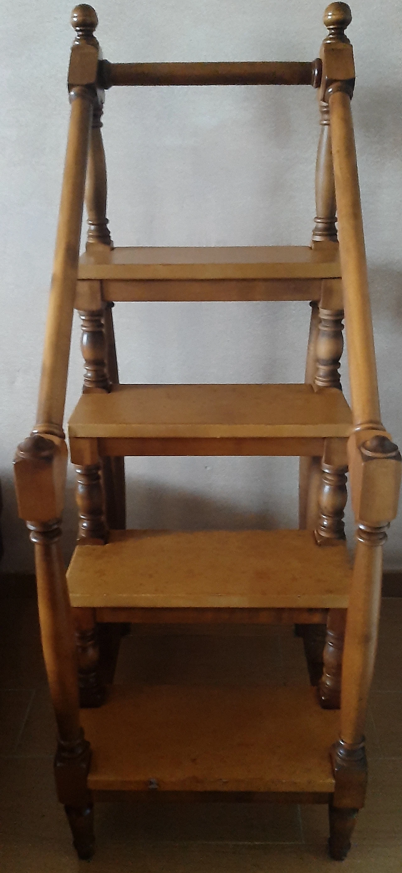 Library ladder in oak and skai, 1960s 11