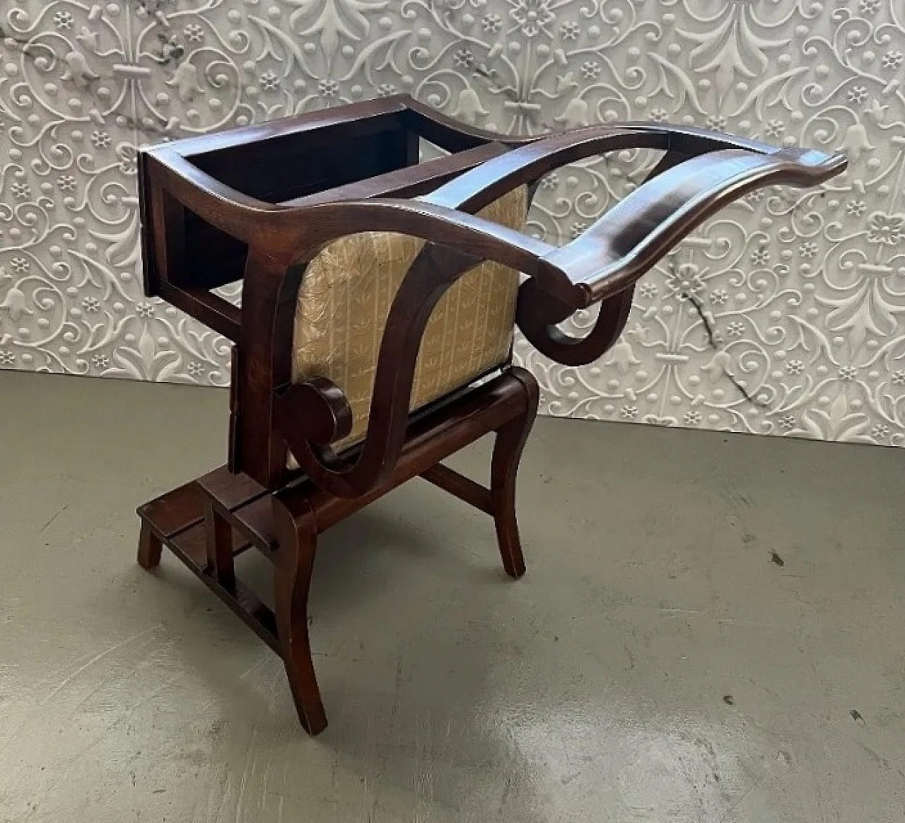 Mahogany wood library ladder chair, 1980s 3