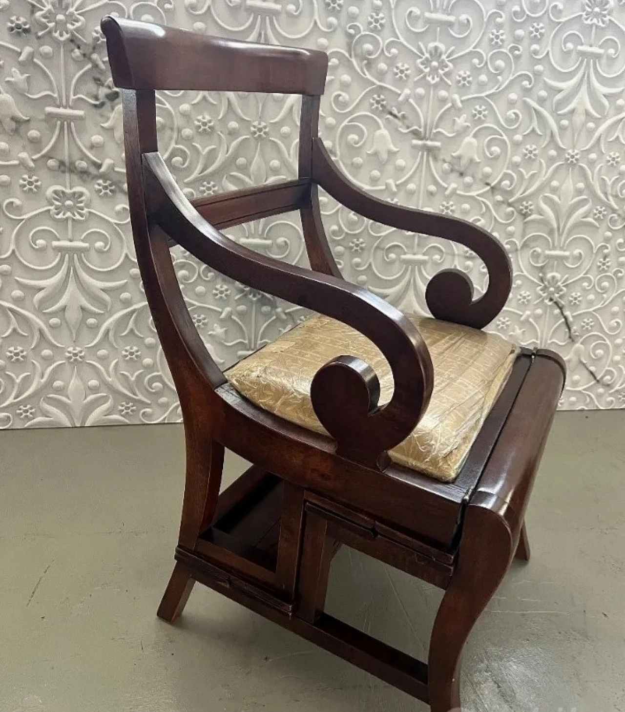 Mahogany wood library ladder chair, 1980s 5