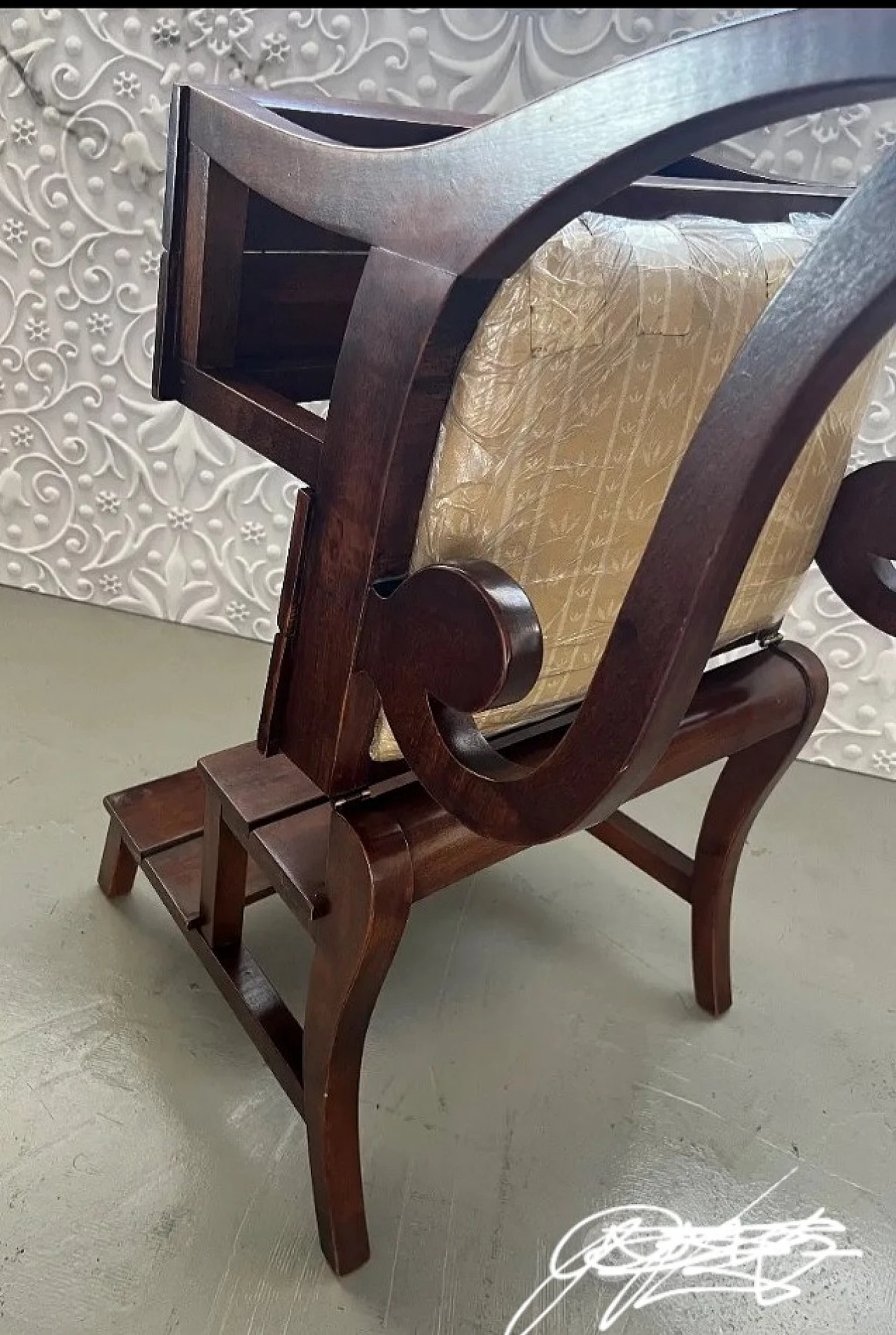 Mahogany wood library ladder chair, 1980s 6