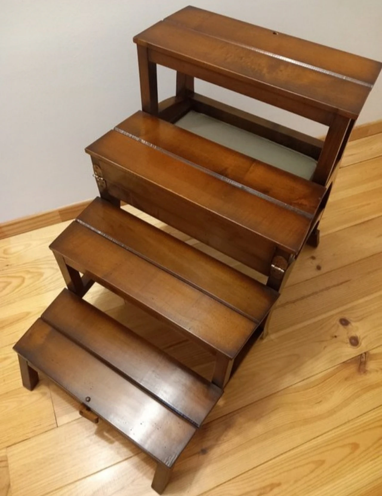 Mahogany wood library ladder chair, 1980s 13