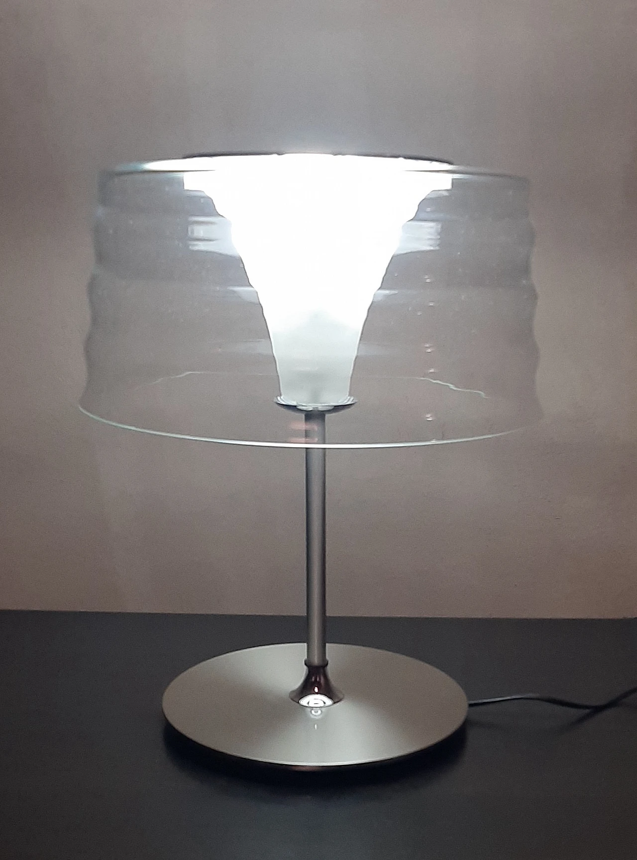 Ch'i Penta table lamp in nickel and glass by Umberto Asnago, 1999 1