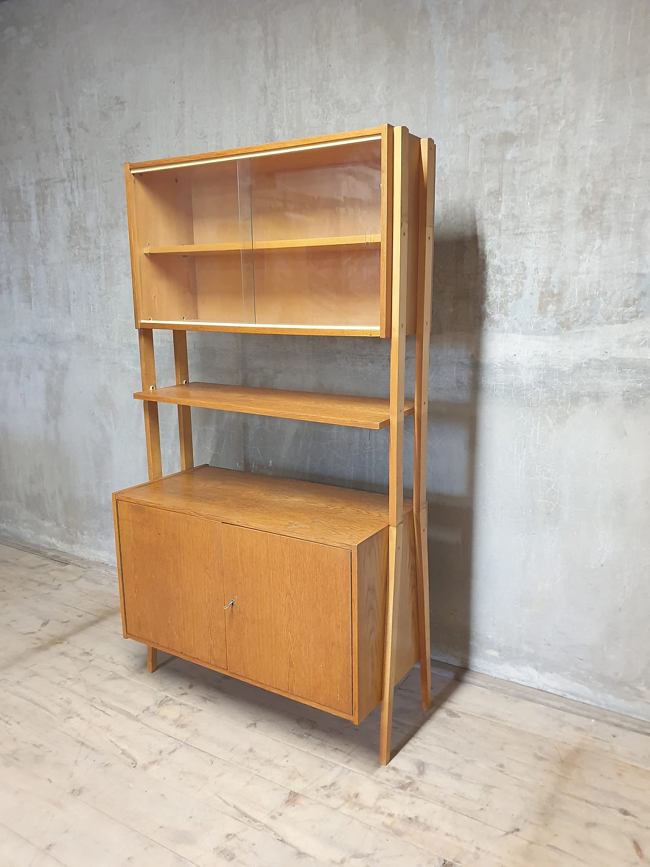 Wood and glass bookcase by F. Jirák for Tatra Nábytok, 1960s 3