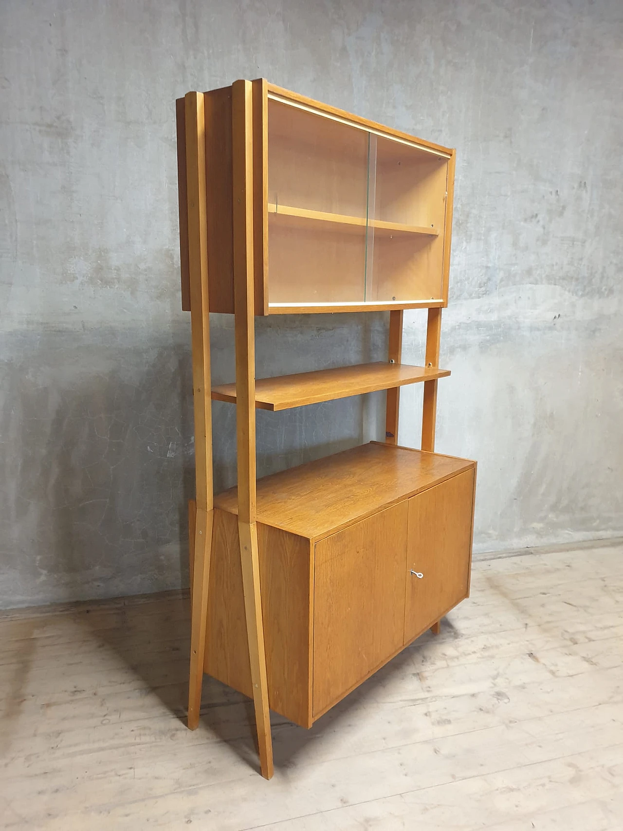 Wood and glass bookcase by F. Jirák for Tatra Nábytok, 1960s 5